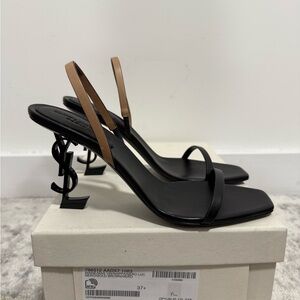 Yves Saint Laurent Black and Tan Heels